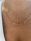 Mini collier croix à chaton
