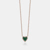 Mini collier en malachite avec bordure de diamants en forme de coeur