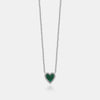 Mini collier en malachite avec bordure de diamants en forme de coeur