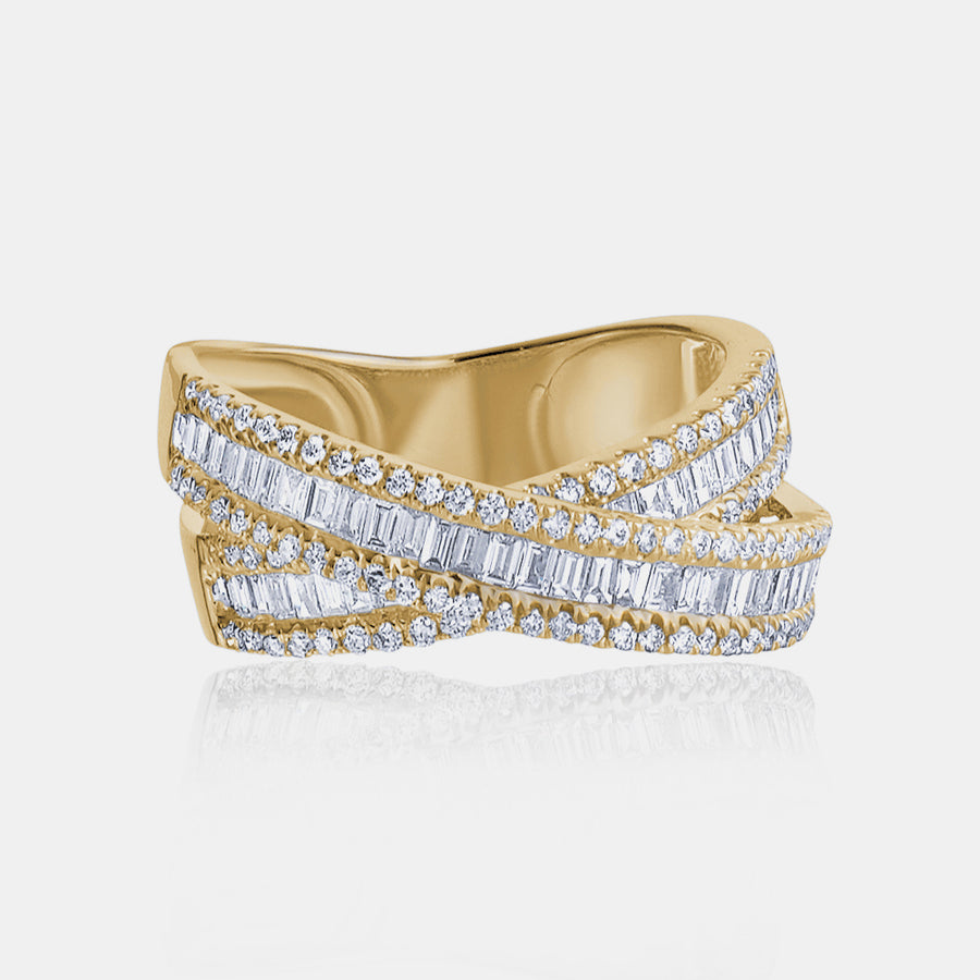 Bague croisée diamant baguette