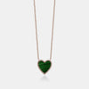 Collier à cœur en malachite avec bordure de diamants