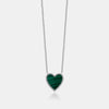 Collier à cœur en malachite avec bordure de diamants