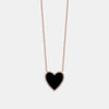 Collier à cœur en onyx noir bordé de diamants