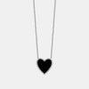 Collier à cœur en onyx noir bordé de diamants