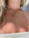 Collier Lariat poire et ovale avec diamants