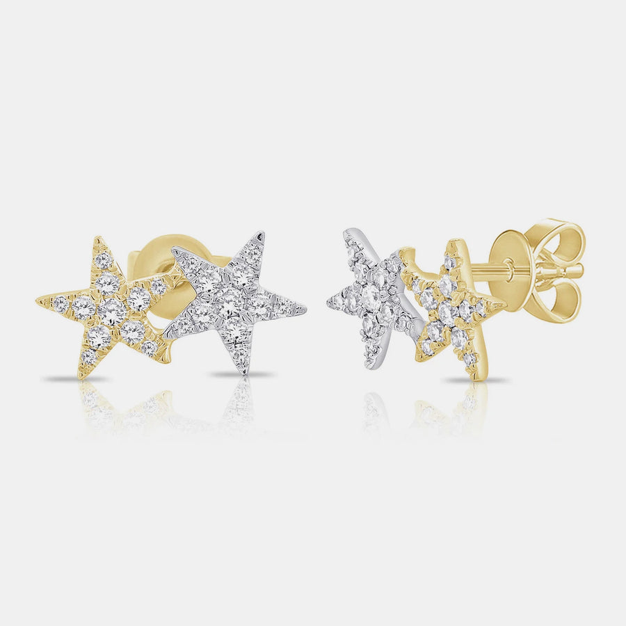 Clous d'oreilles étoile à double diamant
