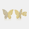 Boucles d'oreilles papillon en or demi-pavé