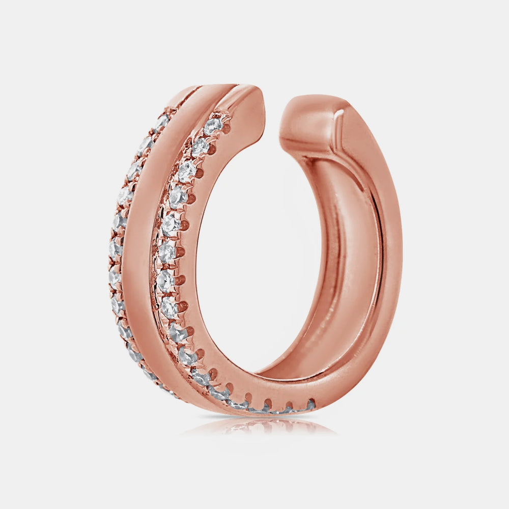 Diamond Border Ear Cuff - 14K Rose Gold