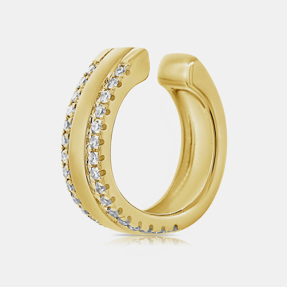 Diamond Border Ear Cuff - 14K Yellow Gold