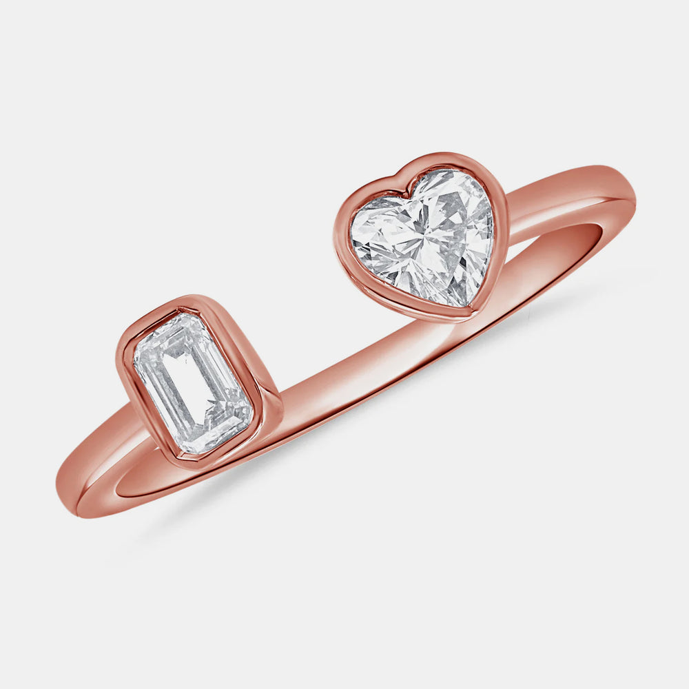 Multi Shape Diamond Bezel Ring - 14K Rose Gold