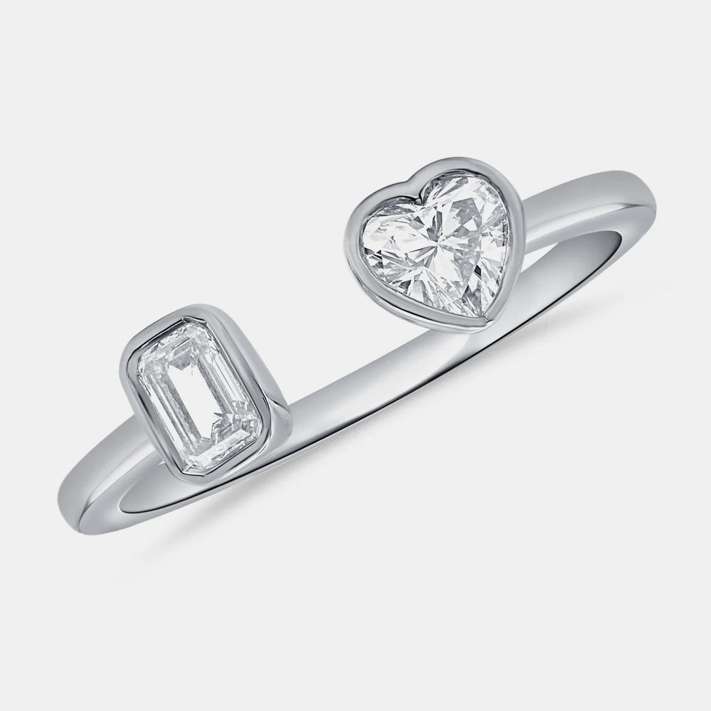 Multi Shape Diamond Bezel Ring - 14K White Gold