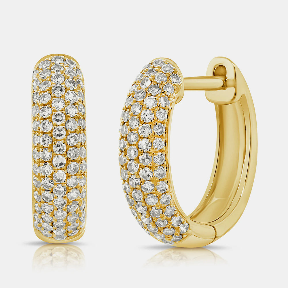 Diamond Dome Huggies - 14K Yellow Gold