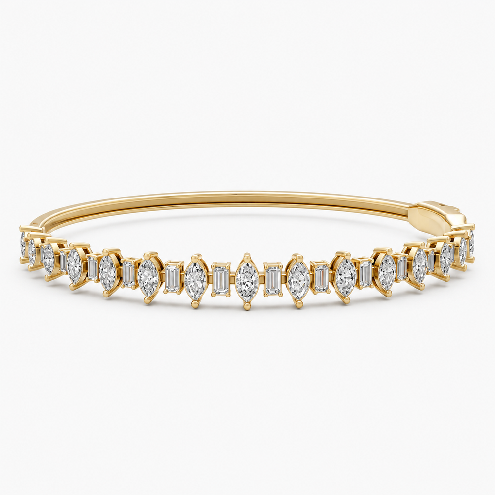 The Marquise Muse Bangle - 14K Yellow Gold