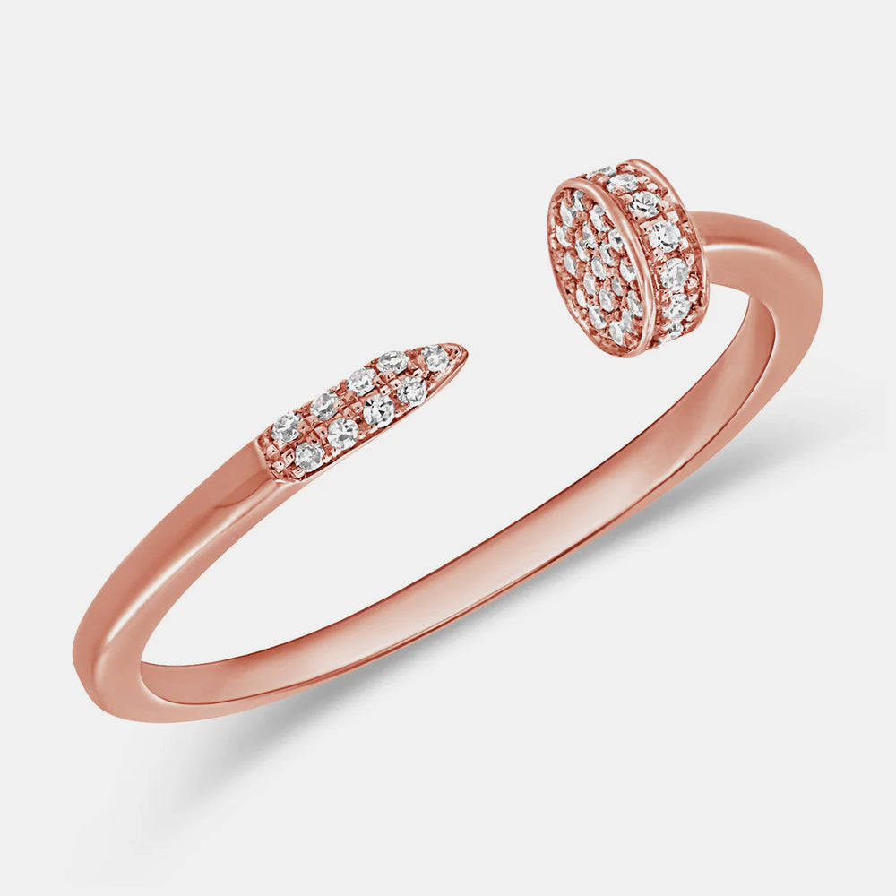 Diamond Nail Ring - 14K Rose Gold