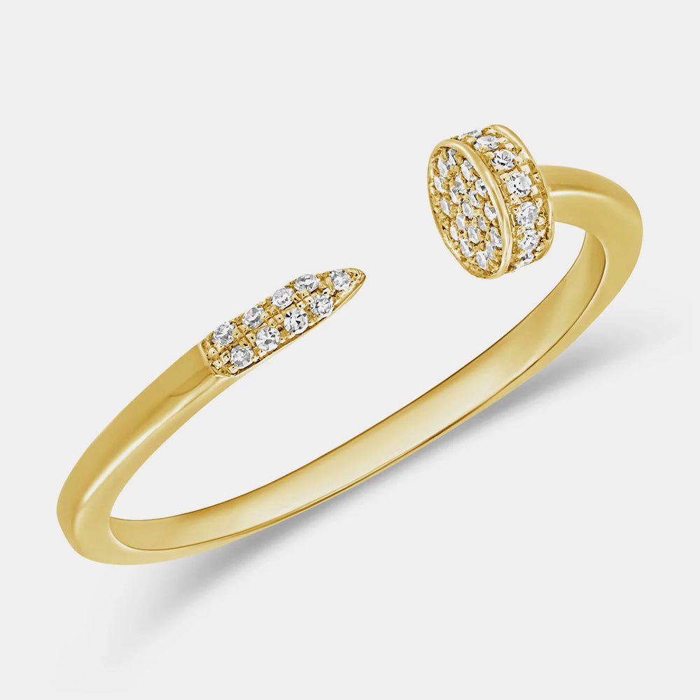 Diamond Nail Ring - 14K Yellow Gold