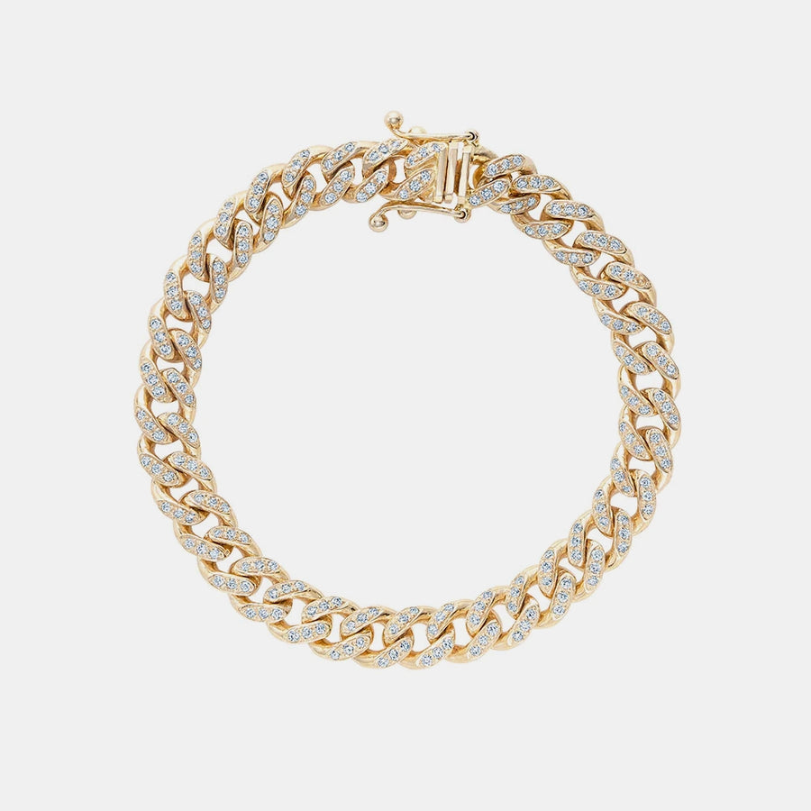 Bracelet à maillons cubains avec diamants