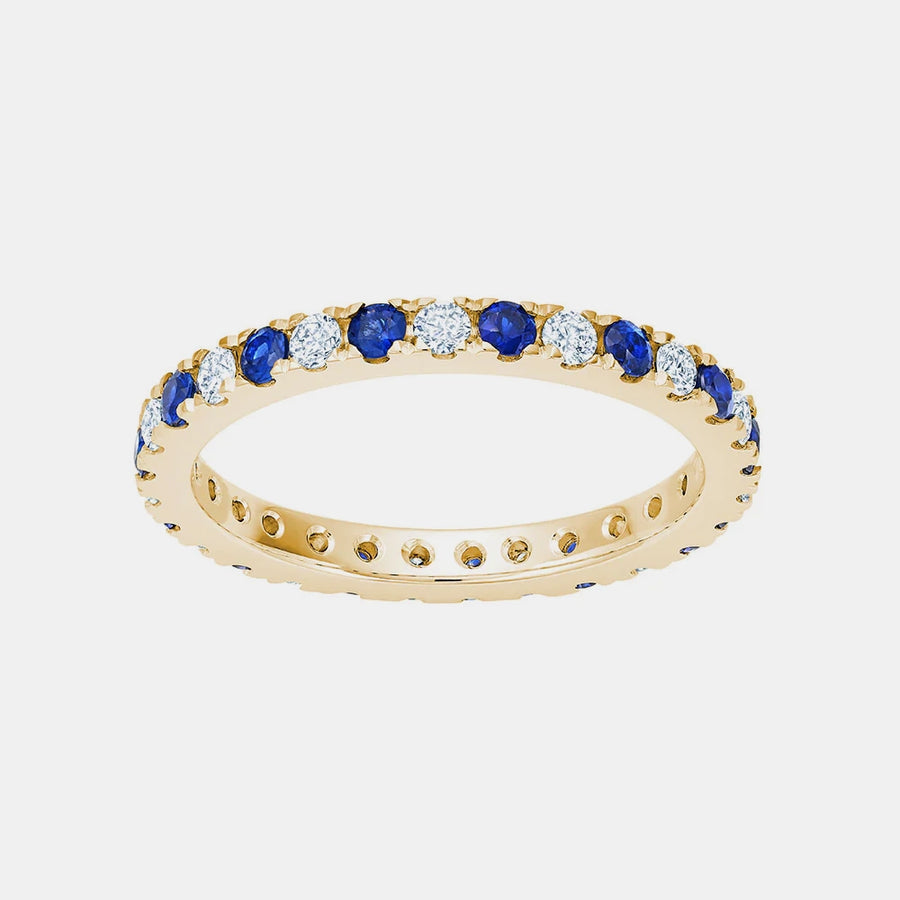 Bague de Diamant & Saphir Bleu