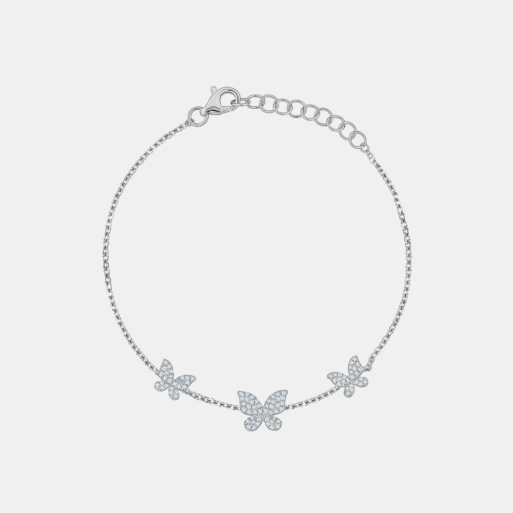 Triple Diamond Butterfly Anklet