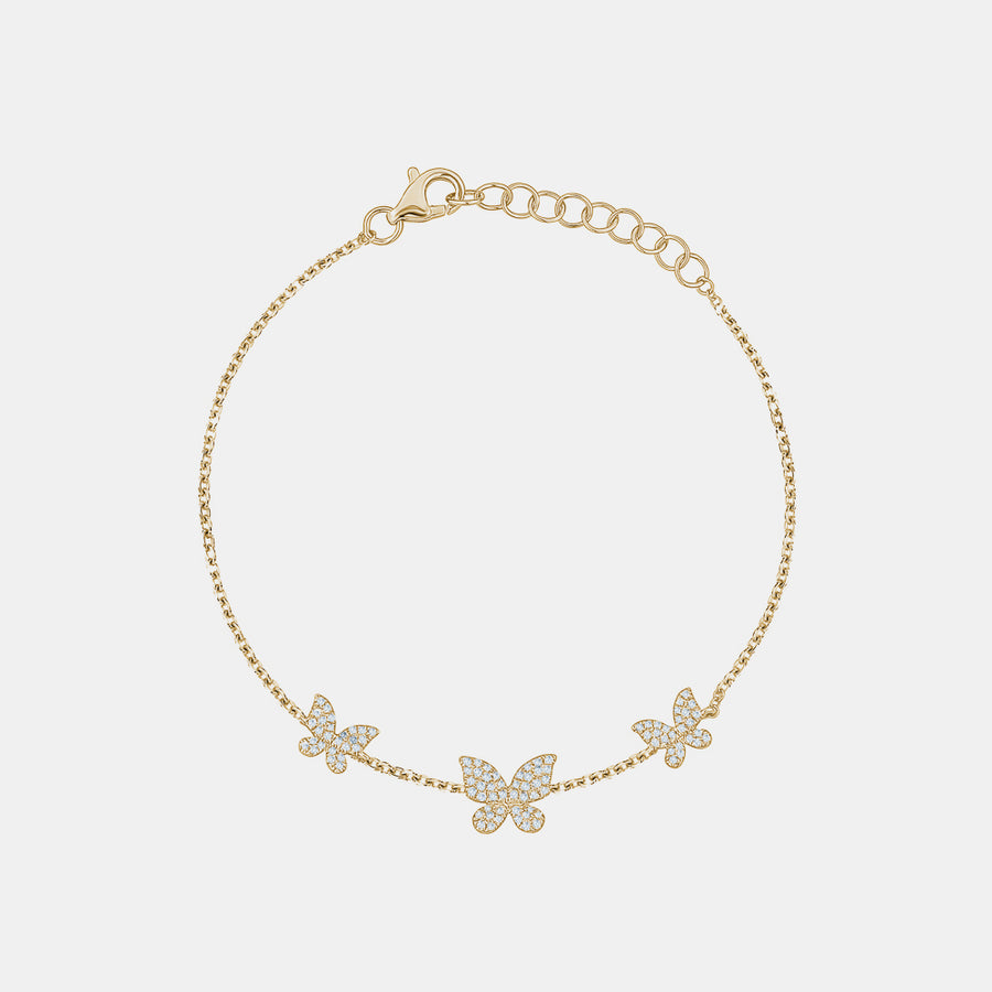 Bracelet de cheville papillon à triple diamant