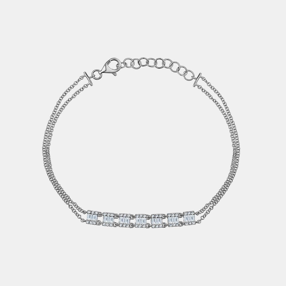 Double Chain Multiple Diamond Baguette Bracelet