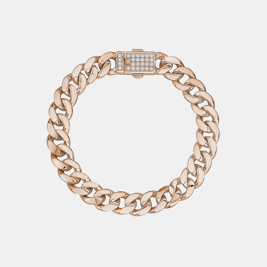 Bracelet à maillons cubains en Miami massif avec fermeture en boîte à diamants