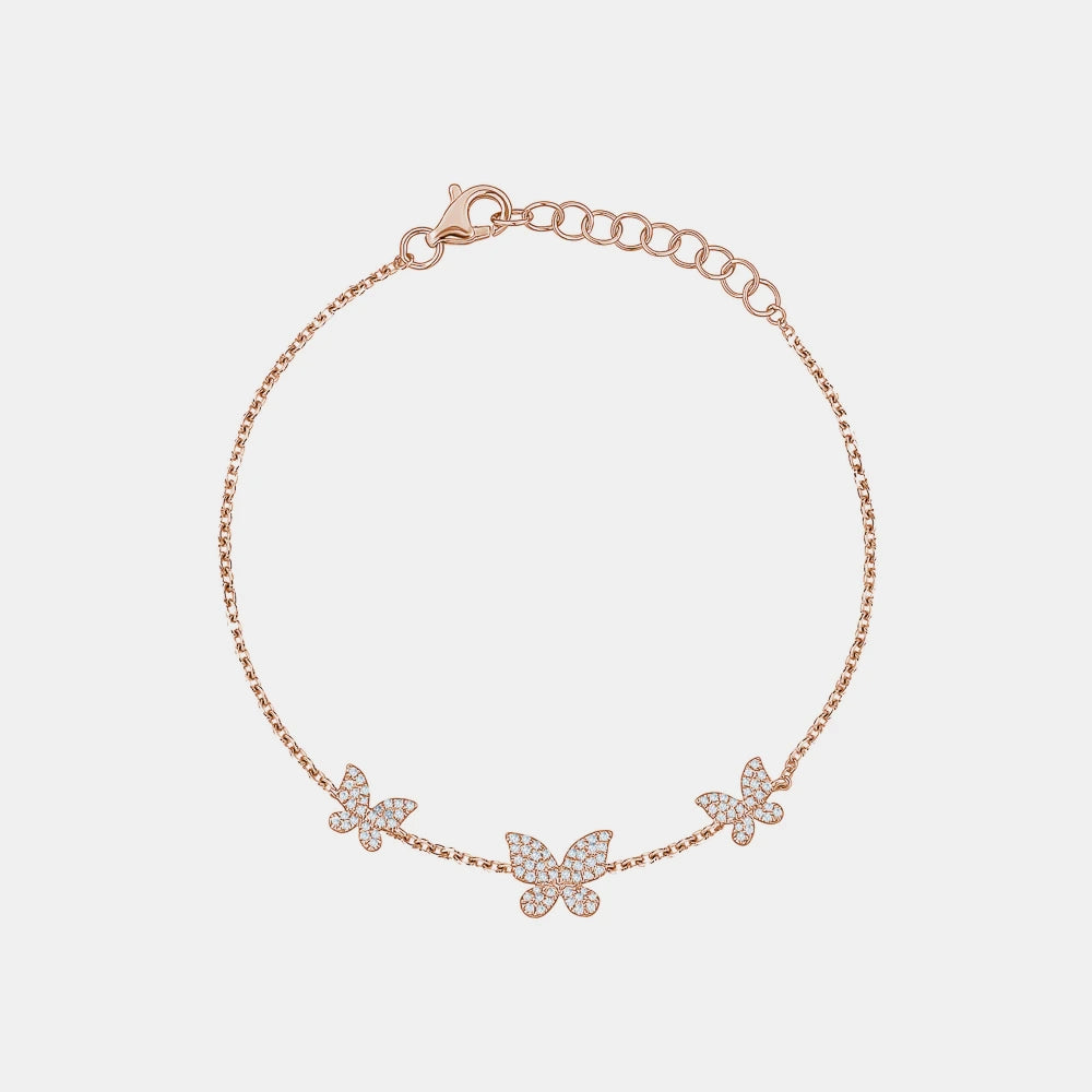 Triple Diamond Butterfly Bracelet