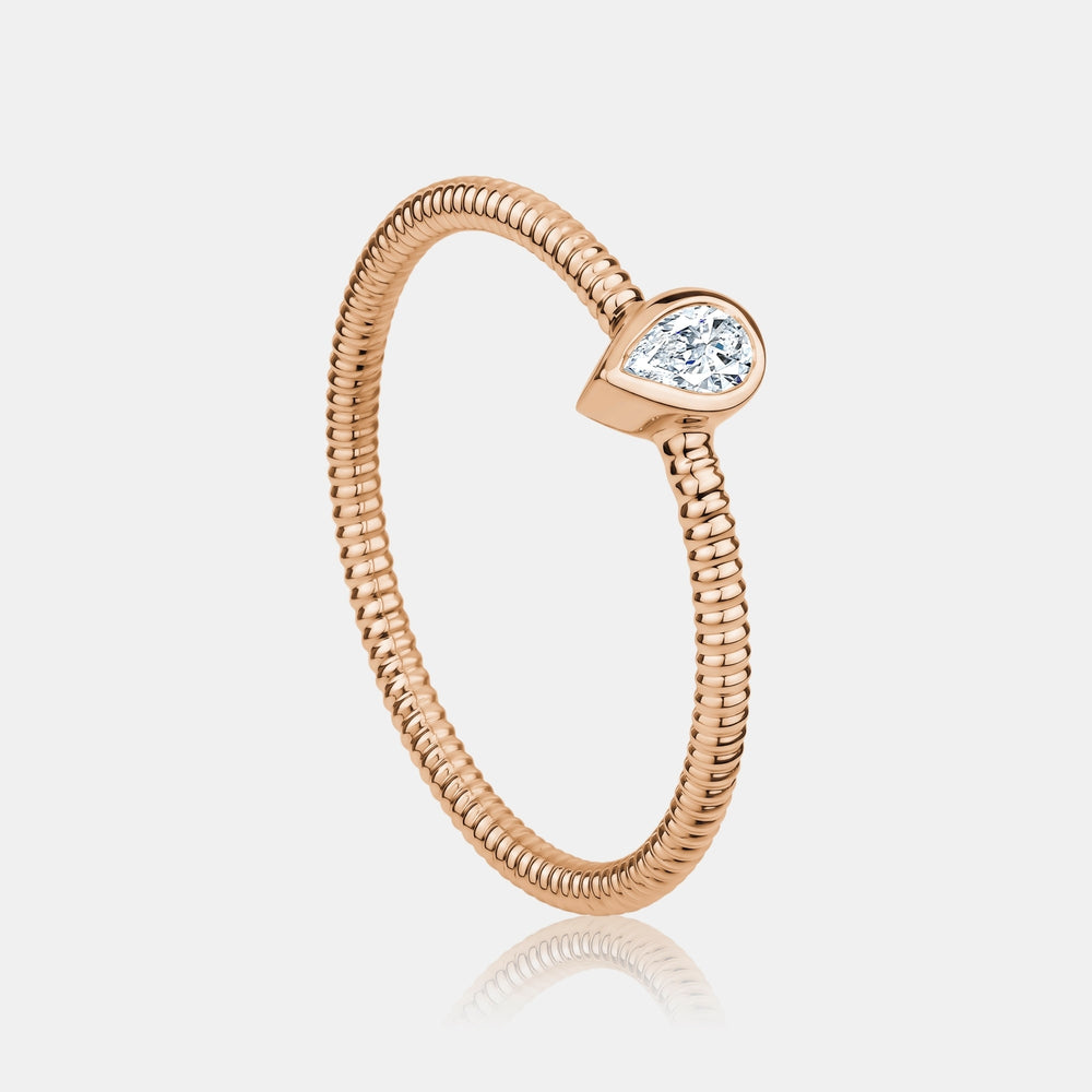 Bezel Pear Diamond Ring - 14K Rose Gold