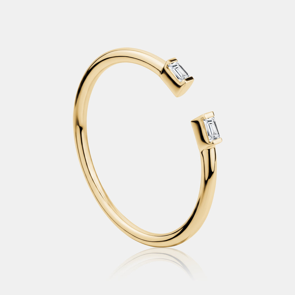 Emerald Open Diamond Stackable Ring - 14K Yellow Gold