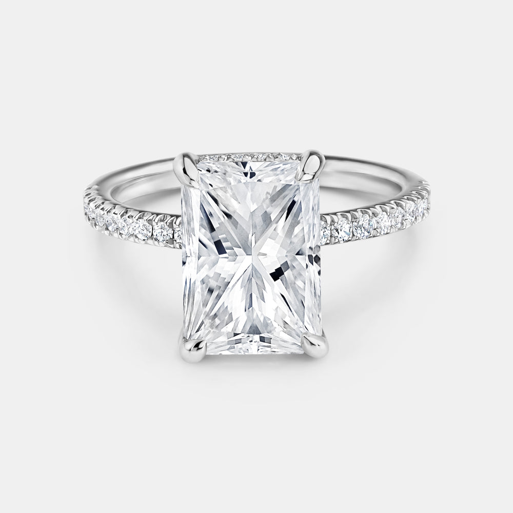 4.00ct Radiant Cut Lab Engagement Ring - 14K White Gold