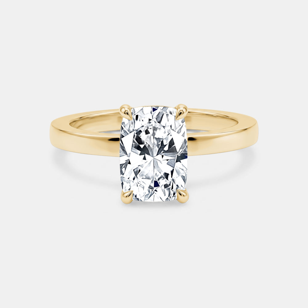 2.00ct Elongated Cushion Cut Lab Engagement Ring - 14K Yellow Gold