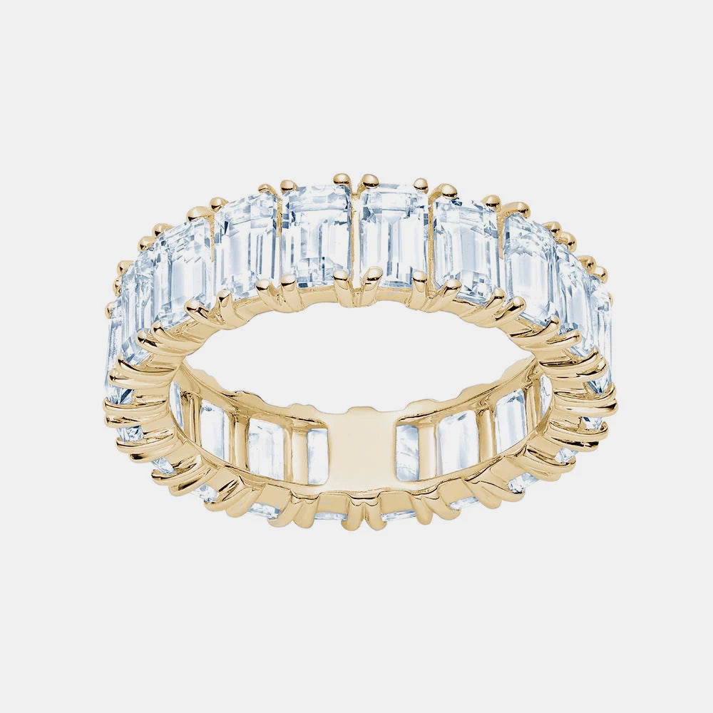 White Topaz Emerald Cut Eternity Ring