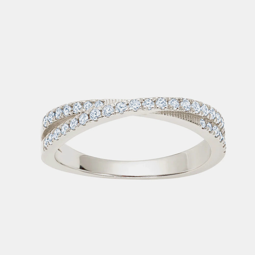 Single Row Diamond Crossover Ring