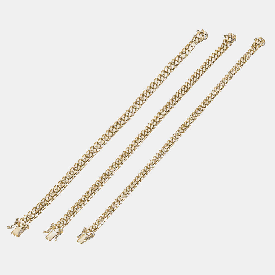 Bracelets cubains solides de Miami