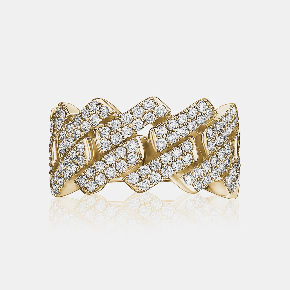 Zig Zag Diamond Men Ring - 10K Yellow Gold