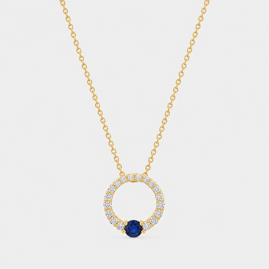 Diamond Circle of Life Birthstone Necklace