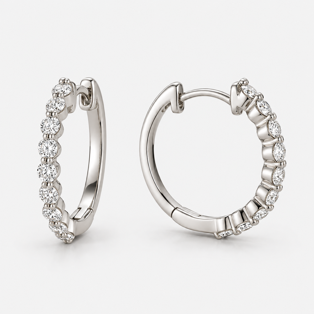 The Lab Grown Diamond Single Prong Huggies - 14K White Gold