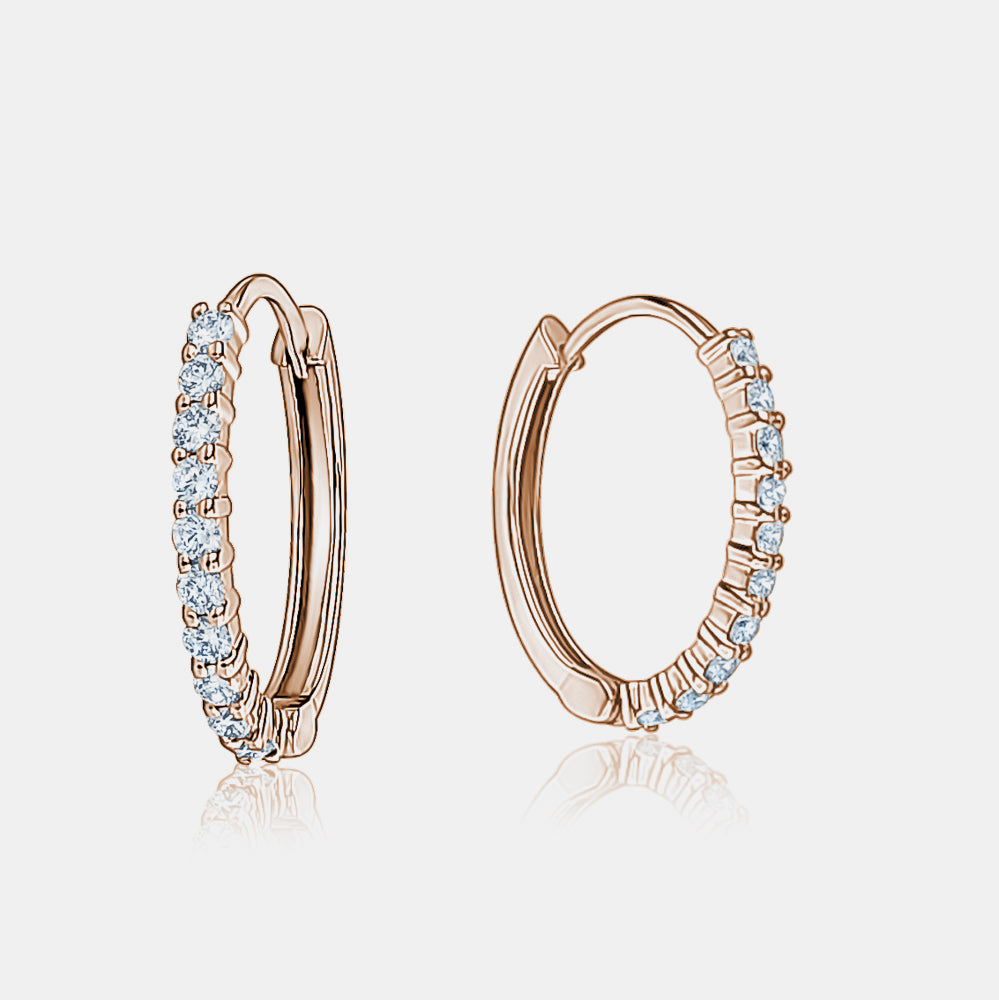 Diamond Oval Huggies - 14K Rose Gold