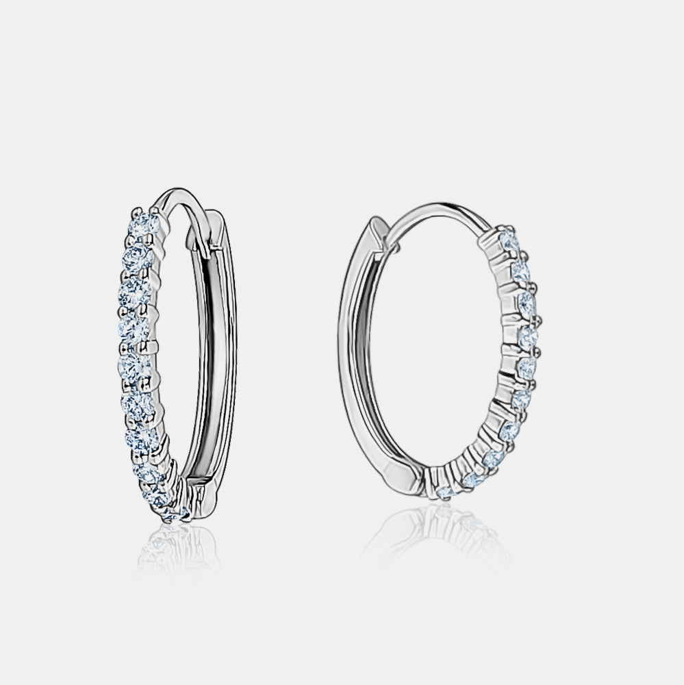 Diamond Oval Huggies - 14K White Gold