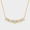 Five Stone Bezel Set Emerald cut Diamond Necklace