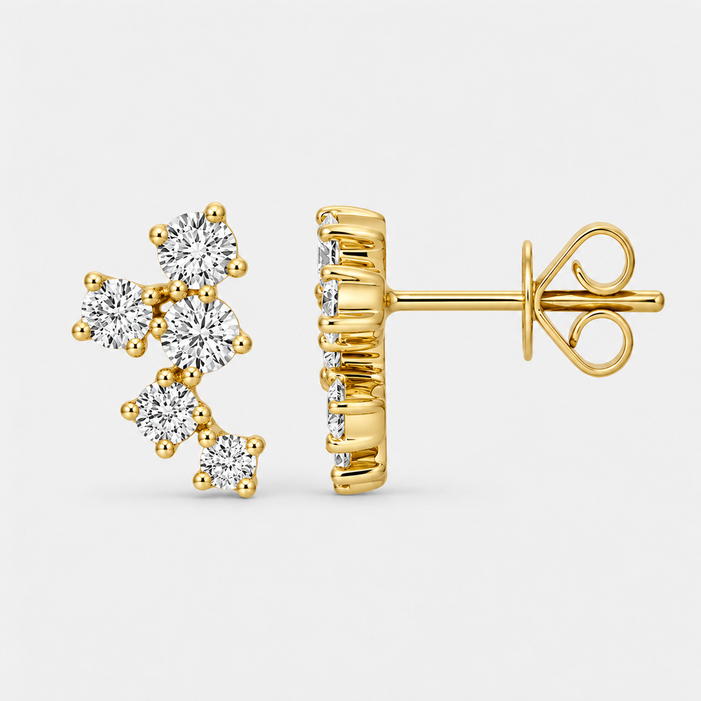 Diamond Constellation Stud Earrings - 14K Yellow