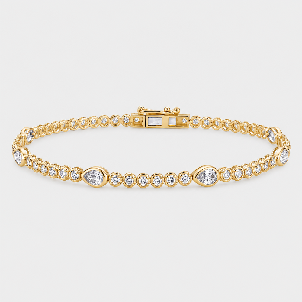 The Golden Pear Tennis Bracelet - 14K Yellow Gold