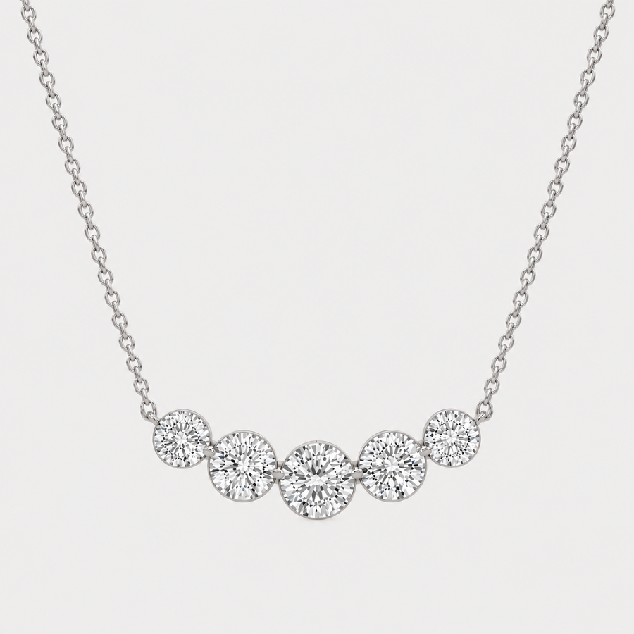 Five Stone Round Brilliant Diamond Necklace