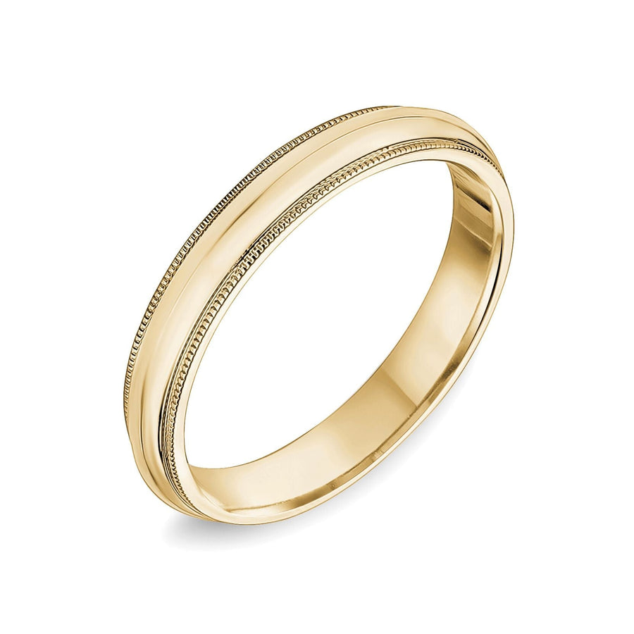 18K Classic Rounded Milgrain Edge Wedding Band