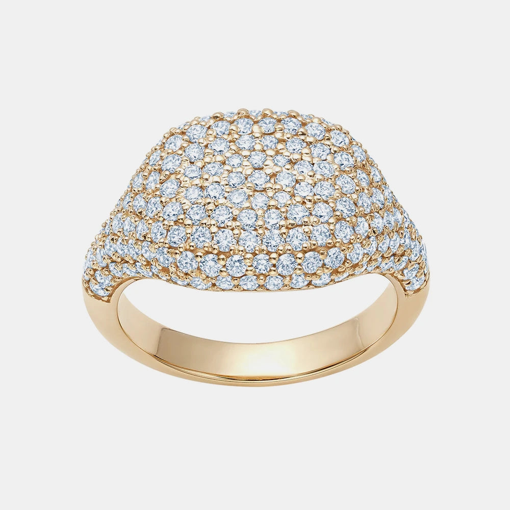 Rounded Pavé Signet Ring