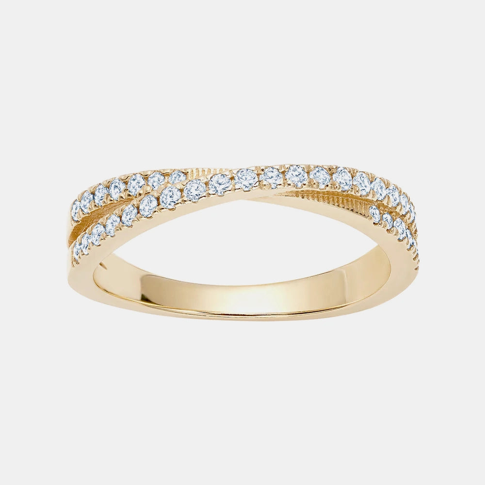 Single Row Diamond Crossover Ring