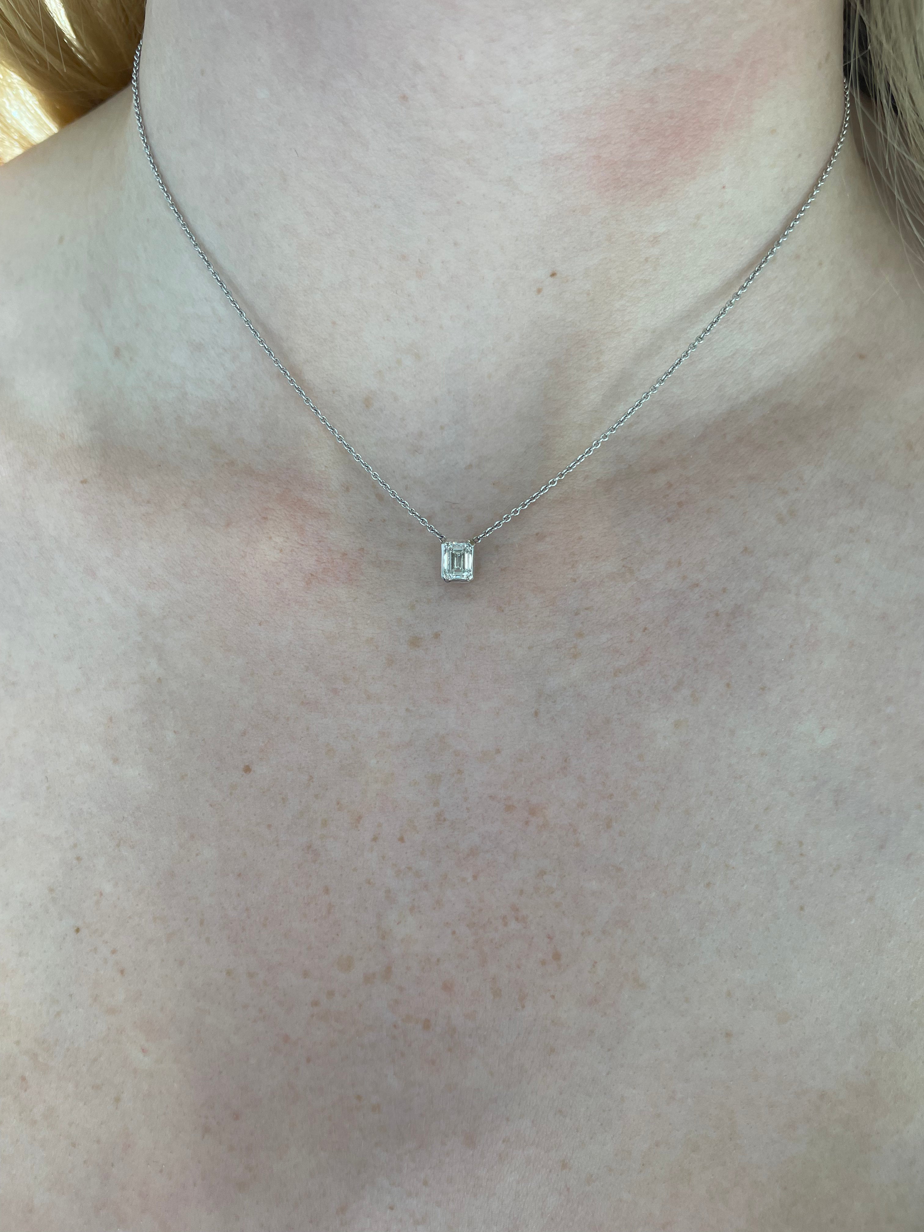 Diamond Bezel Set Emerald Necklace