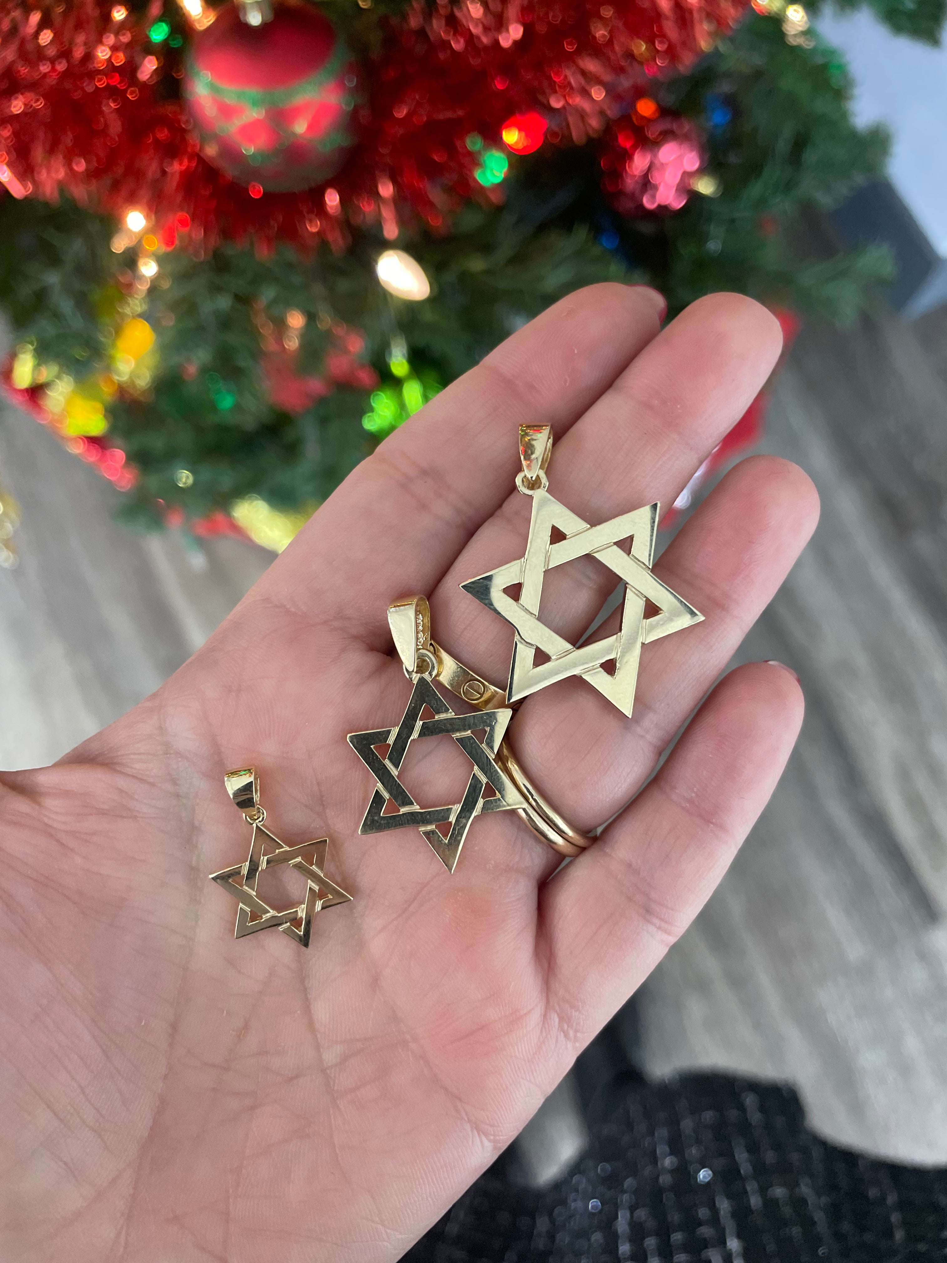 Solid Gold Star of David Pendant