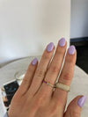 Bague baguette moitié diamant moitié saphir rose