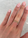 Bague à deux rangs de perles et de diamants