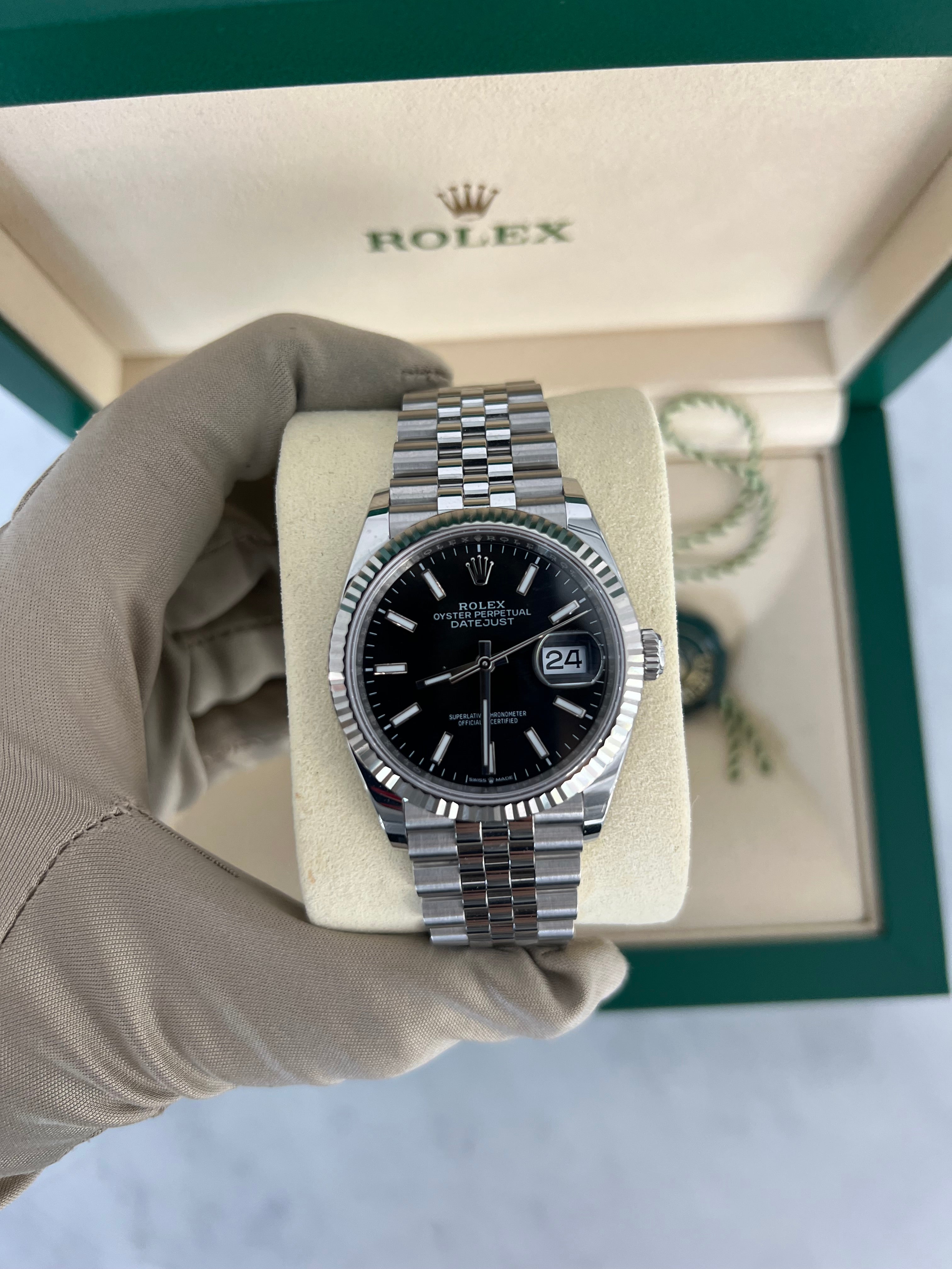 Rolex Datejust Stainless Steel Black Stick Dial Jubilee Bracelet 36mm 126234/2025